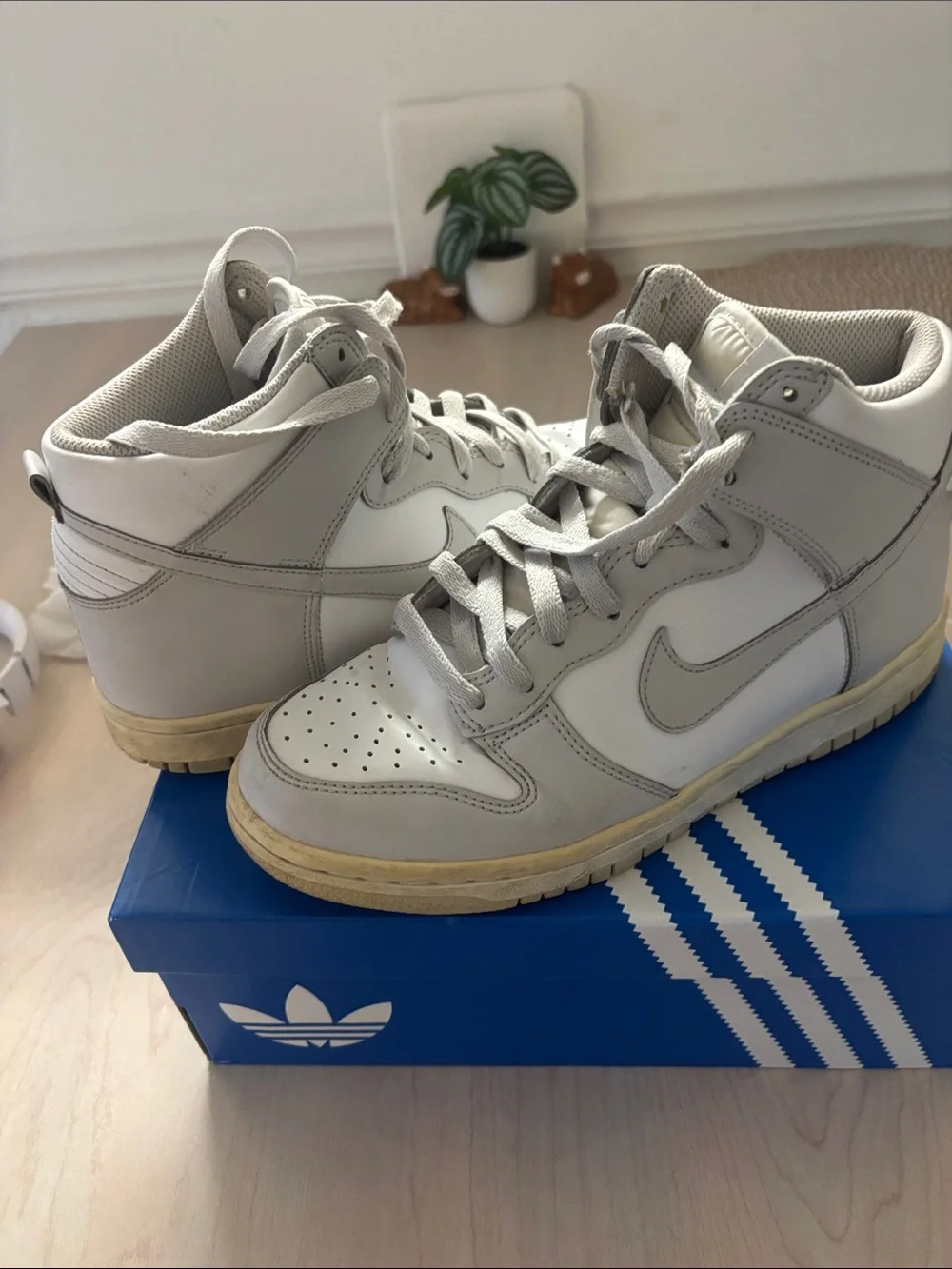 Nike Women's High-Top Sneakers in Light Gray and White